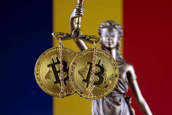 Symbol Law Justice Physical Version Bitcoin Chad Flag Prohibition Cryptocurrencies — Stock Photo, Image
