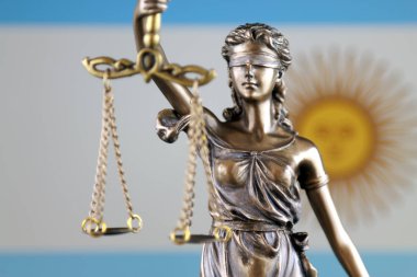 Symbol of law and justice with Argentina Flag. Close up. clipart