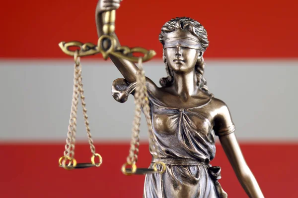 Symbole Droit Justice Avec Autriche Drapeau Gros Plan — Photo