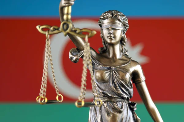 Symbole Droit Justice Avec Drapeau Azerbaïdjanais Gros Plan — Photo