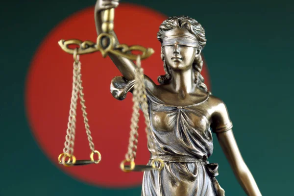 Symbool Van Recht Rechtvaardigheid Met Bangladesh Vlag Close — Stockfoto