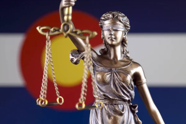 Symbool Van Recht Rechtvaardigheid Waarin Vlag Van Colorado Close — Stockfoto