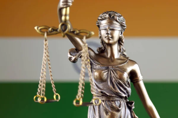 Szimbólum Jog Igazságosság India Zászló Közelről — Stock Fotó
