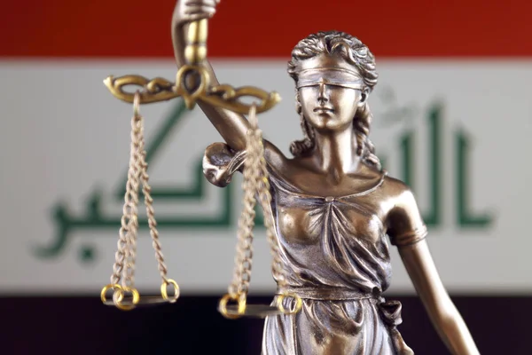 Symbol För Lag Och Rättvisa Med Irak Flagga Närbild — Stockfoto