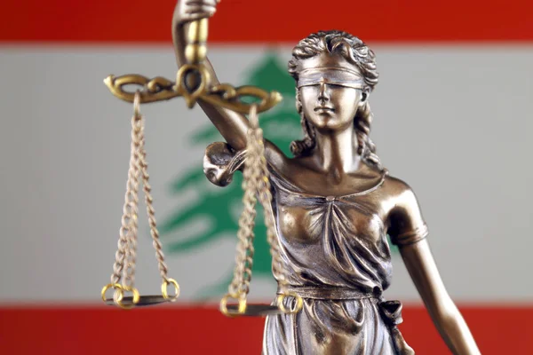 Symbol Práva Spravedlnosti Libanonem Vlajky Detailní Záběr — Stock fotografie