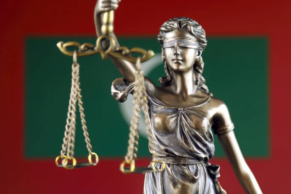 Symbool Van Recht Rechtvaardigheid Waarin Vlag Van Maldiven Close — Stockfoto