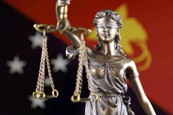 Symbool Van Recht Rechtvaardigheid Met Vlag Van Papoea Nieuw Guinea — Stockfoto
