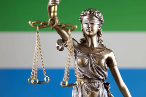 Symbool Van Recht Rechtvaardigheid Waarin Vlag Van Sierra Leone Close — Stockfoto