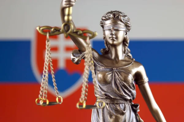 Symbol För Lag Och Rättvisa Med Slovakien Flagga Närbild — Stockfoto