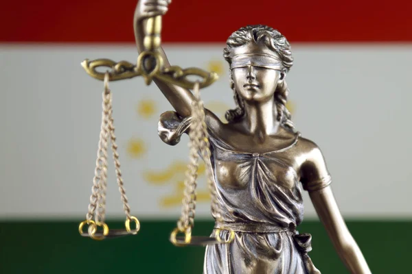 Hukuk Adalet Tacikistan Bayrağı Ile Sembolü Yakın Çekim — Stok fotoğraf