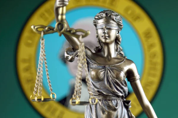 Символ Права Правосуддя Прапор Штату Вашингтон Крупним Планом — стокове фото