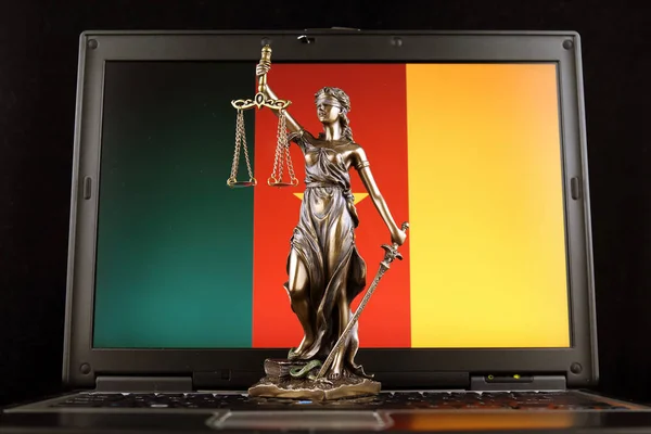 Символ Права Правосуддя Прапор Камеруну Ноутбуці Студія Постріл — стокове фото