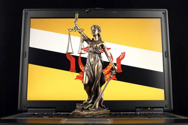 Символ Права Правосуддя Брунею Прапор Ноутбуці Студія Постріл — стокове фото