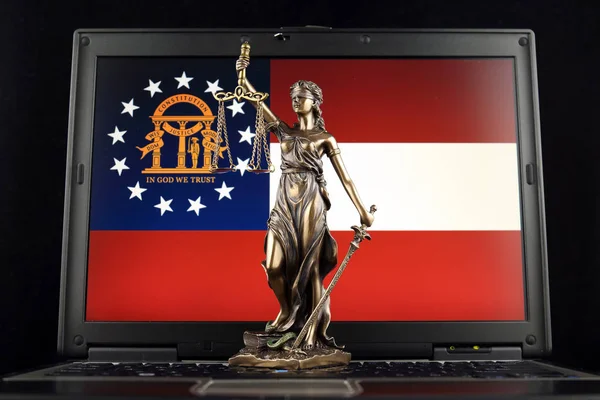 Symbol Law Justice Georgia State Flag Laptop Studio Shot — Stock Photo, Image