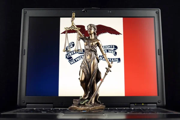 Symbol Law Justice Iowa State Flag Laptop Studio Shot — Stock Photo, Image