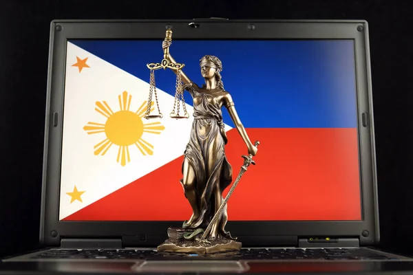 Symbol Law Justice Philippines Flag Laptop Studio Shot — Stock Photo, Image