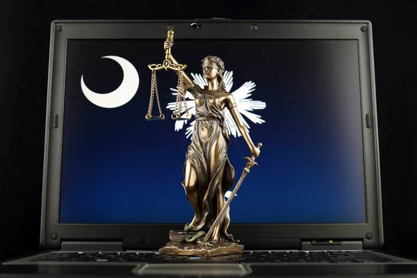 Символ Права Правосуддя Прапор Штату Південна Кароліна Ноутбуці Студія Постріл — стокове фото