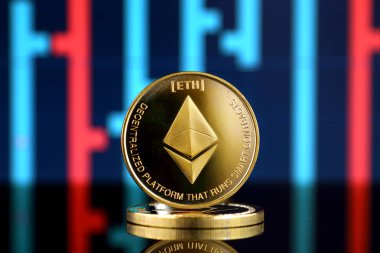 Ethereum (Eth), yeni sanal para fiziksel sürümü. Dünya çapında cryptocurrency ve dijital ödeme sistemi için kavramsal görüntü.