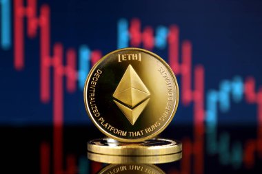 Ethereum (Eth), yeni sanal para fiziksel sürümü. Dünya çapında cryptocurrency ve dijital ödeme sistemi için kavramsal görüntü.