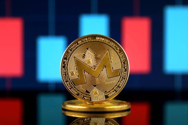Monero (Xmr), yeni sanal para fiziksel sürümü. Dünya çapında cryptocurrency ve dijital ödeme sistemi için kavramsal görüntü.