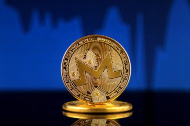 Monero (Xmr), yeni sanal para fiziksel sürümü. Dünya çapında cryptocurrency ve dijital ödeme sistemi için kavramsal görüntü.