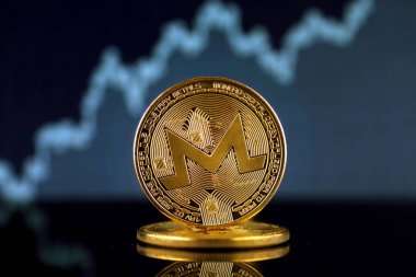 Monero (Xmr), yeni sanal para fiziksel sürümü. Dünya çapında cryptocurrency ve dijital ödeme sistemi için kavramsal görüntü.