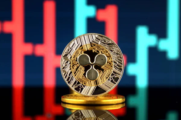 Versão Física Ripple Xrp Novo Dinheiro Virtual Imagem Conceitual Para — Fotografia de Stock