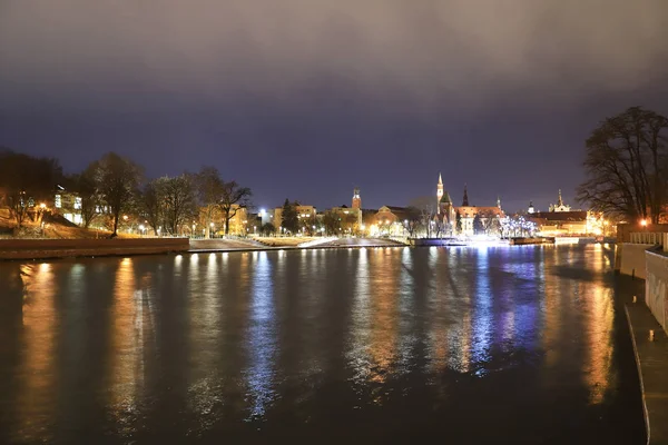 波兰弗罗茨拉夫 2019年12月15日 奥德河 Oder Odra River 大教堂岛 Ostrow Tumski 是城市最古老的部分 — 图库照片