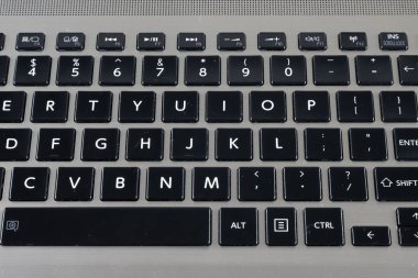 Siyah bir dizüstü bilgisayarın klavyesini kapat.