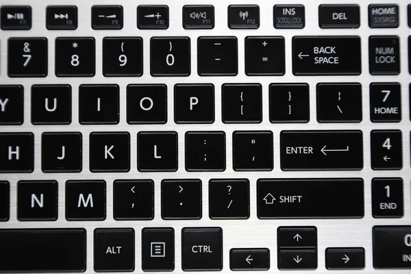 Close Black Laptop Keyboard — 스톡 사진