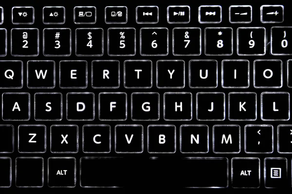 Gros Plan Clavier Noir Pour Ordinateur Portable Avec Touches Led — Photo