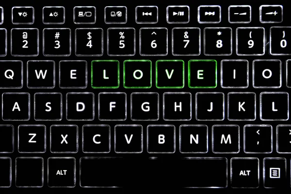 Word Love Written Led Backlit Keyboard Buttons — Stock Photo, Image