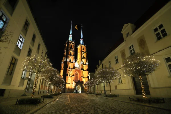 Wroclaw Poland December 2019 Moon Cathedral John Baptist Wroclaw Poland — Stock Photo, Image