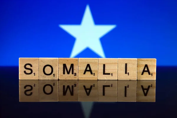 Somalia Bandiera Nome Del Paese Fatta Piccole Lettere Legno Studio — Foto Stock
