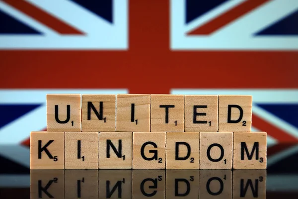 United Kingdom Flag Country Name Made Small Wooden Letters Studio — 스톡 사진