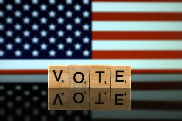 United States Flag Word Vote Made Small Wooden Letters Studio — Stockfoto