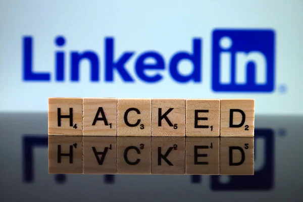 Wroclaw Polen Februar 2020 Word Hacked Aus Kleinen Holzbuchstaben Hintergrund — Stockfoto