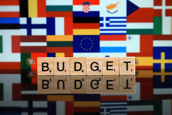 Wroclaw Poland February 2020 Word Budget Made Wooden Letters European — Stock Photo, Image