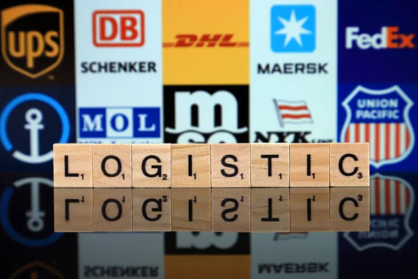 Wroclaw Lengyelország 2020 Február Word Logistic Made Wooden Letters Ups — Stock Fotó