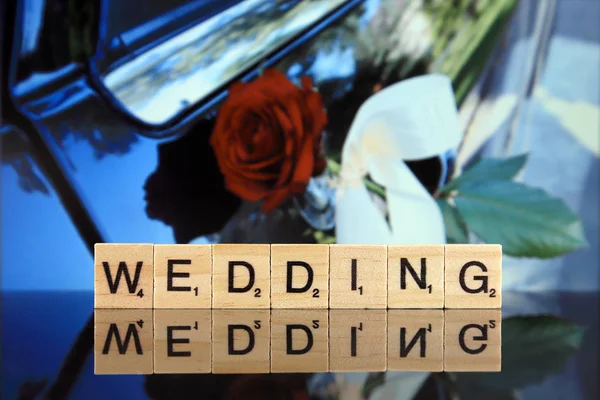 Wroclaw Poland February 2020 Word Wedding Made Scrabble Letters Red — Zdjęcie stockowe