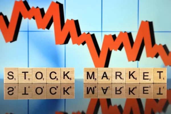 Wroclaw Poland February 2020 Words Stock Market Made Scrabble Letters — Stockfoto