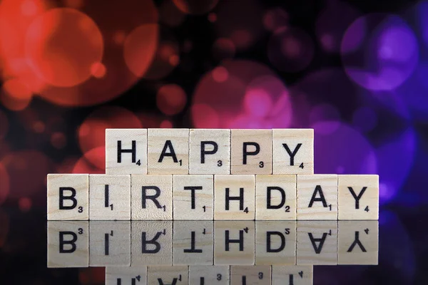 Wroclaw Poland February 2020 Words Happy Birthday Made Scrabble Letters — 图库照片