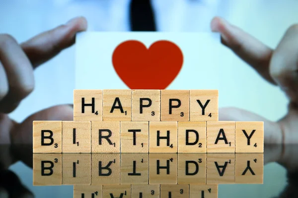 Wroclaw Poland February 2020 Words Happy Birthday Made Scrabble Letters — Φωτογραφία Αρχείου