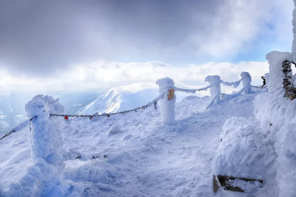 Karpacz Polonia Marzo 2020 Ruta Turística Sniezka Montaña Frontera Entre — Foto de Stock