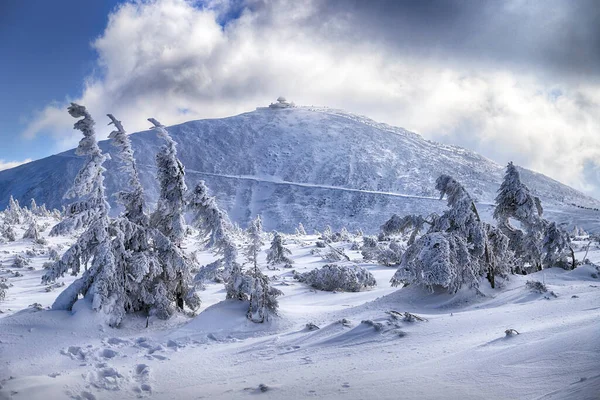 Karpacz Polsko Březen 2020 Sněžka Nebo Sněžka Hora Hranici Mezi — Stock fotografie