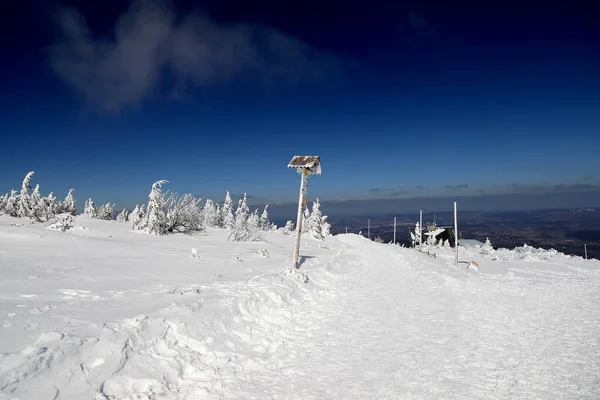 Karpacz Pologne Mars 2020 Sentier Touristique Vers Sniezka Montagne Frontière — Photo