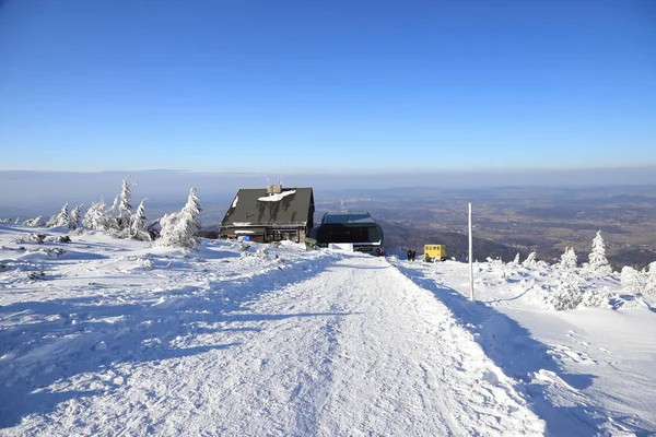 Karpacz Polen März 2020 Winterblick Zur Bergstation Der Sesselbahn Auf — Stockfoto