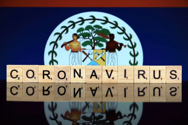 Wroclaw Poland March 2020 Word Coronavirus Made Wooden Letters Belize — 图库照片