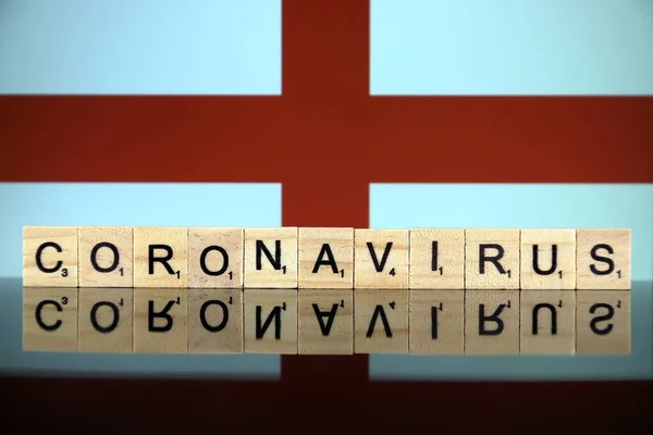 Wroclaw Poland March 2020 Word Coronavirus Made Wooden Letters England — стоковое фото