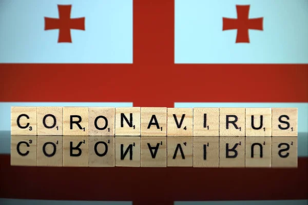 Wroclaw Poland March 2020 Word Coronavirus Made Wooden Letters Georgia — стоковое фото